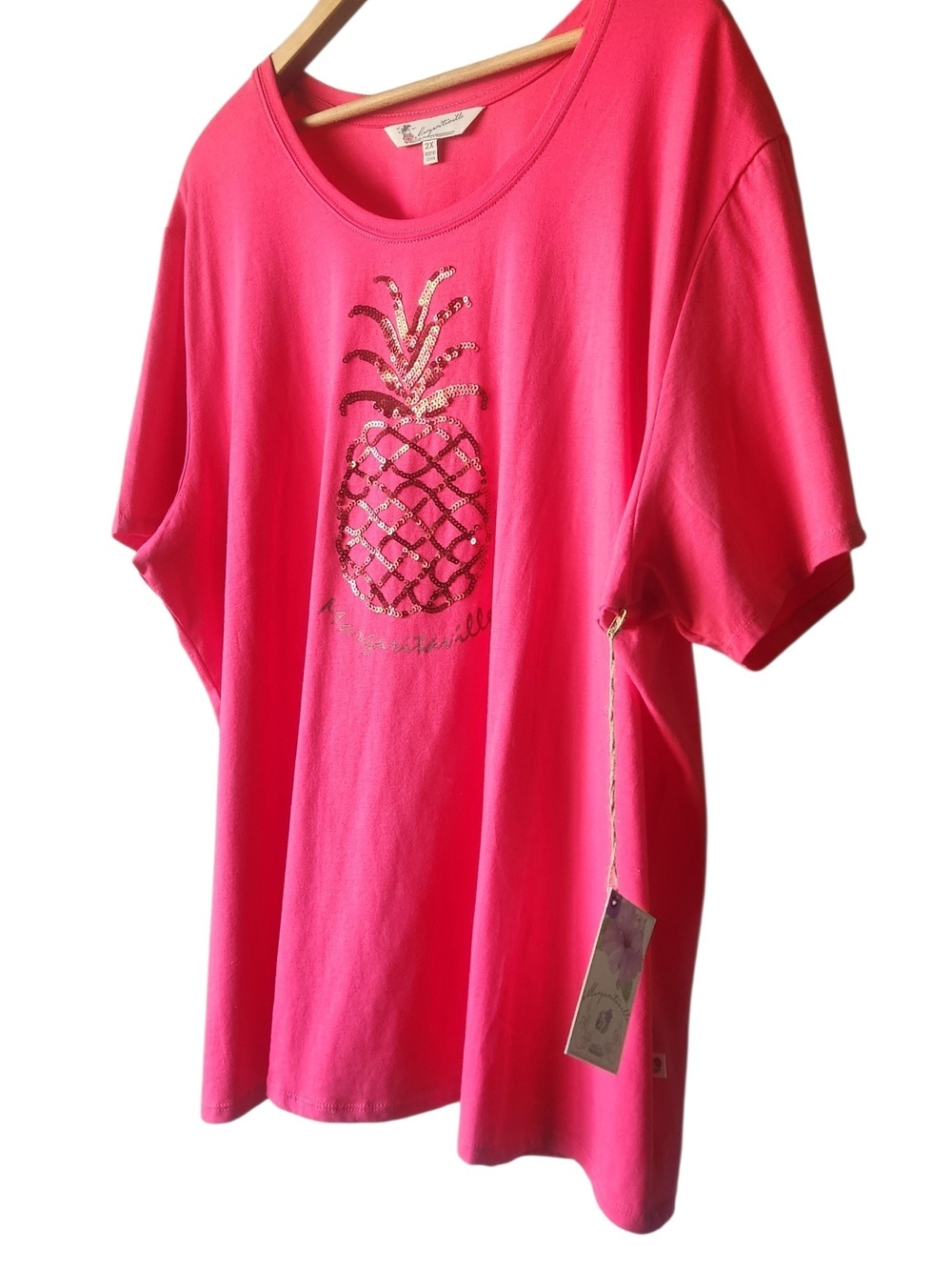 Margaritaville Woman Red Sequin Pineapple Short Sleeve Tee NWT  Plus Size